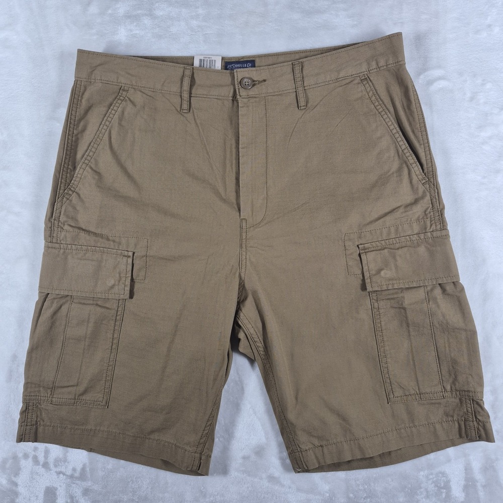 Levi's Carrier Cargo Shorts Men's 34 Brown 9" Inseam 100% Cotton Flat Front NWT